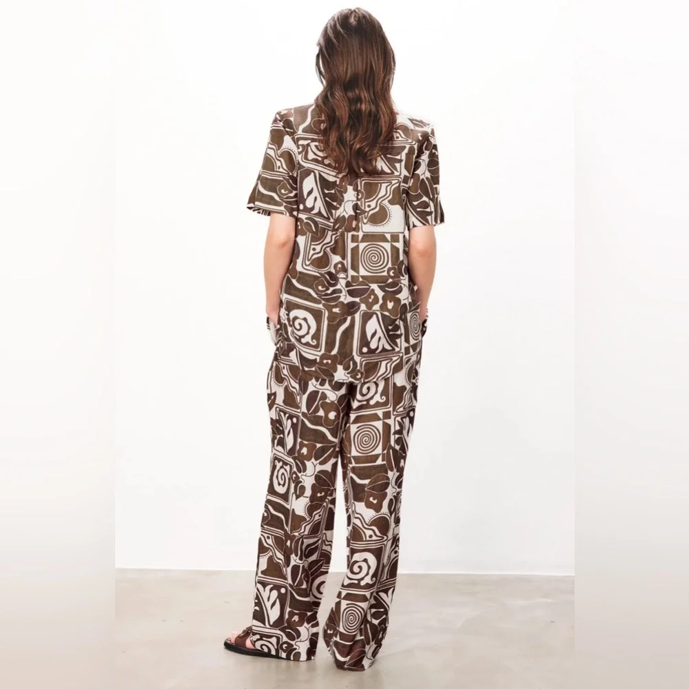 Mara Hoffman Jackie Pant Straight Leg Elastic Waistband Drawstring Abrazo Hemp - Picture 3 of 12